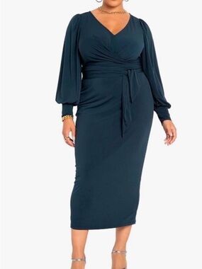 ELOQUII Women’s Plus Size Cross Front Midi Dress Size 20